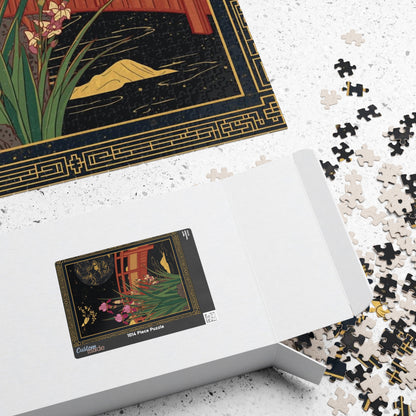 Luxury Japanese Hanafuda Jigsaw Puzzle – Iris &amp; Bridge Gold Leaf Art