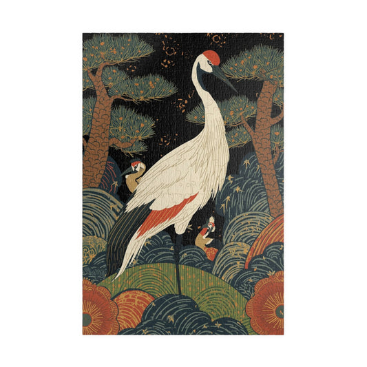 Luxury Japanese Hanafuda Jigsaw Puzzle – Pine &amp; Crane Gold Leaf Art