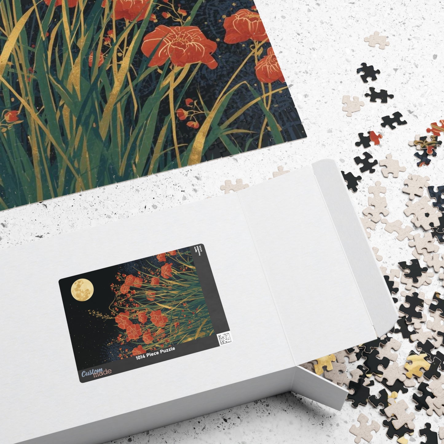 Luxury Japanese Hanafuda Jigsaw Puzzle – Moon &amp; Pampas Grass Gold Leaf Art