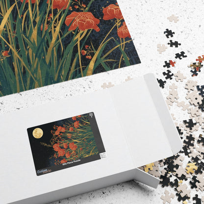 Luxury Japanese Hanafuda Jigsaw Puzzle – Moon &amp; Pampas Grass Gold Leaf Art