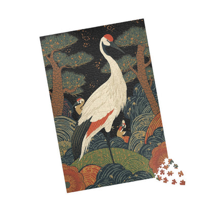 Luxury Japanese Hanafuda Jigsaw Puzzle – Pine &amp; Crane Gold Leaf Art