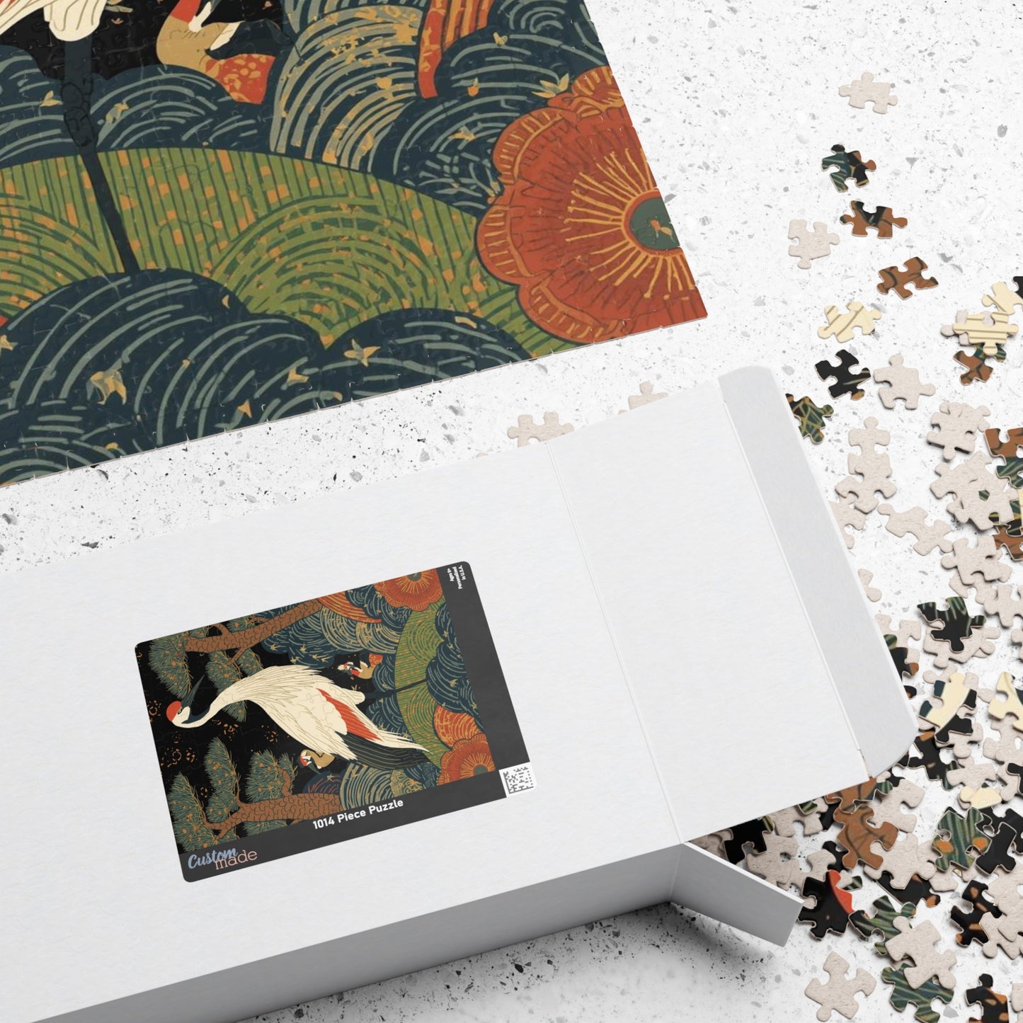Luxury Japanese Hanafuda Jigsaw Puzzle – Pine &amp; Crane Gold Leaf Art