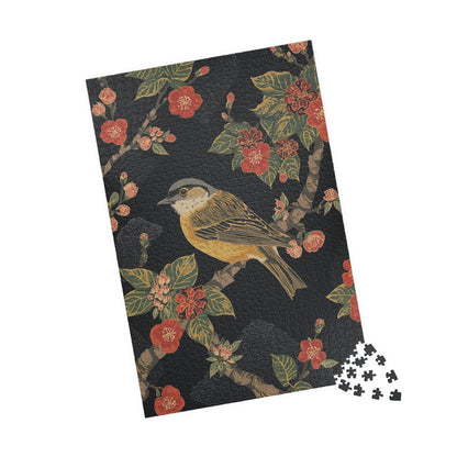 Luxury Japanese Hanafuda Jigsaw Puzzle – Plum Blossom &amp; Warbler Gold Leaf Art
