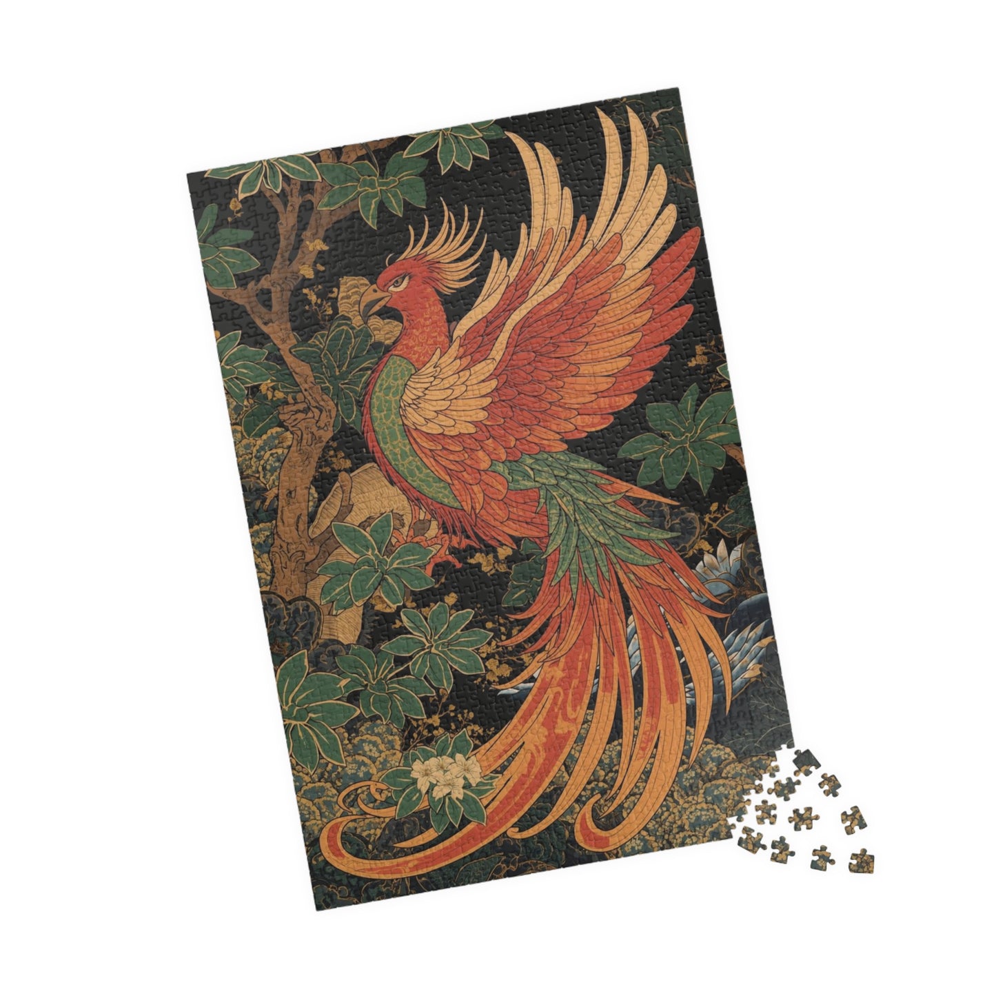 Luxury Japanese Hanafuda Jigsaw Puzzle – Phoenix &amp; Paulownia Gold Leaf Art