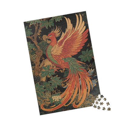 Luxury Japanese Hanafuda Jigsaw Puzzle – Phoenix &amp; Paulownia Gold Leaf Art