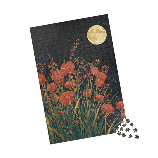 Luxury Japanese Hanafuda Jigsaw Puzzle – Moon &amp; Pampas Grass Gold Leaf Art