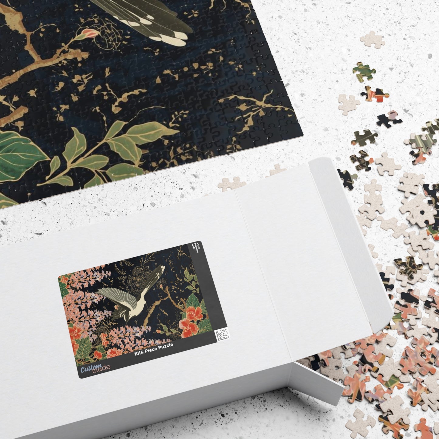 Luxury Japanese Hanafuda Jigsaw Puzzle – Wisteria &amp; Cuckoo Gold Leaf Art