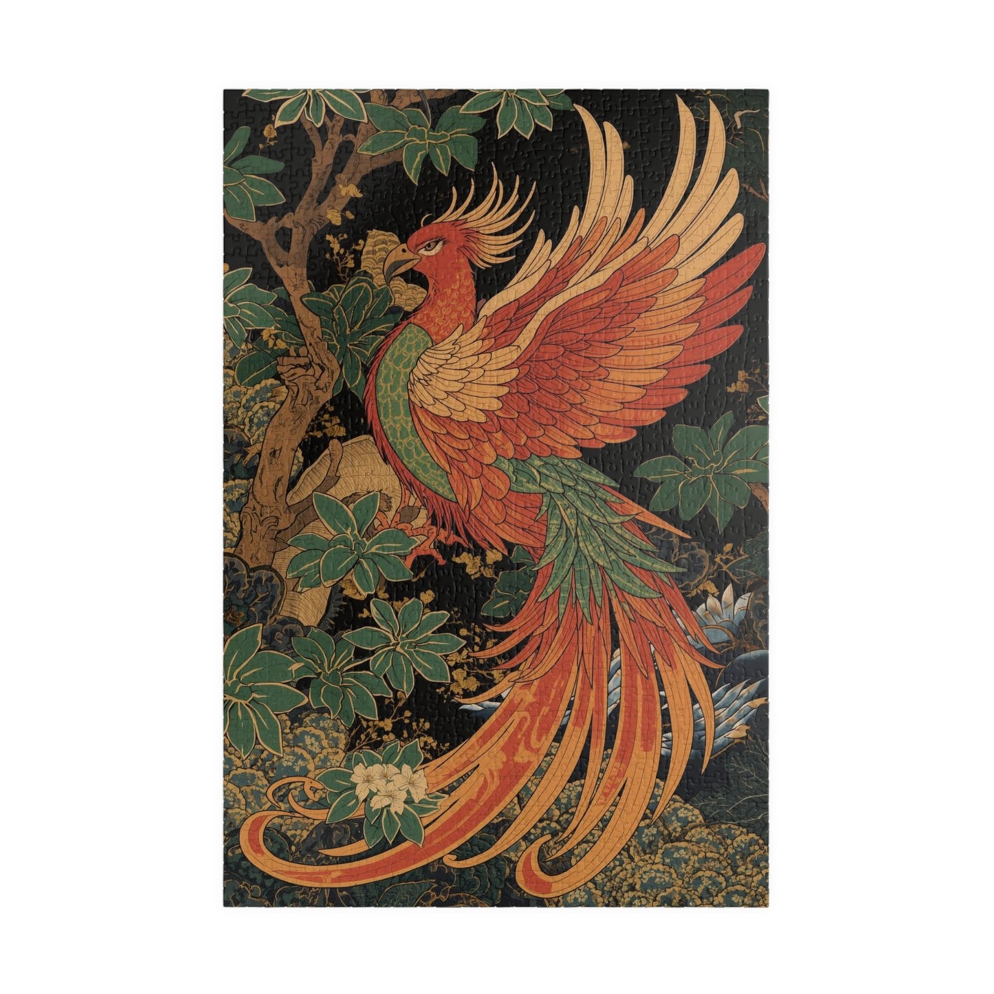 Luxury Japanese Hanafuda Jigsaw Puzzle – Phoenix &amp; Paulownia Gold Leaf Art