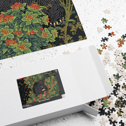 Luxury Japanese Hanafuda Jigsaw Puzzle – Bush Clover &amp; Boar Gold Leaf Art