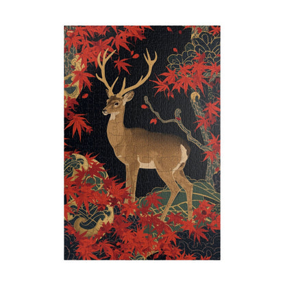 Luxury Japanese Hanafuda Jigsaw Puzzle – Maple Leaves &amp; Deer Gold Leaf Art